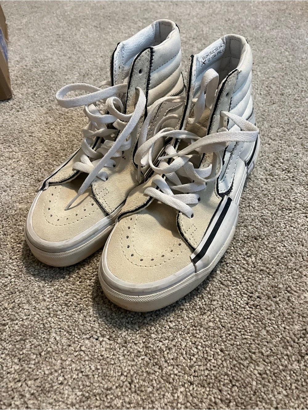 Vans Women's High-Top Lace-Up Sneakers in White with Black Trim